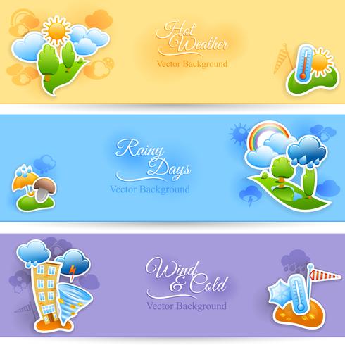 Weather background banners set vector