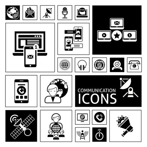 Iconos de comunicación negro vector