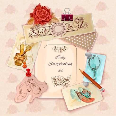 Ladies Scrapbooking Set vector