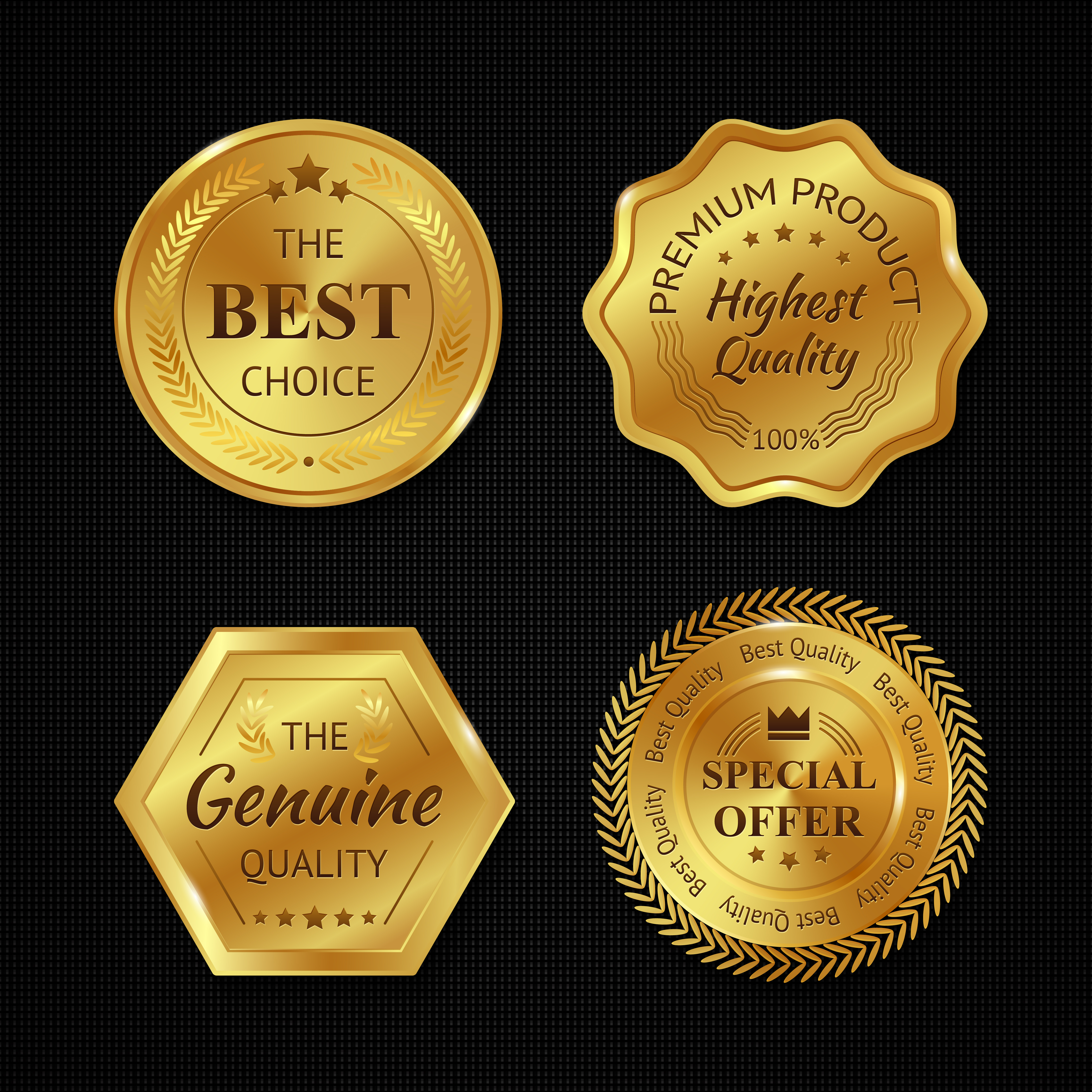 Golden Metal Badges 434849 Vector Art at Vecteezy