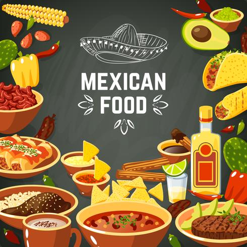 Ilustración de comida mexicana vector