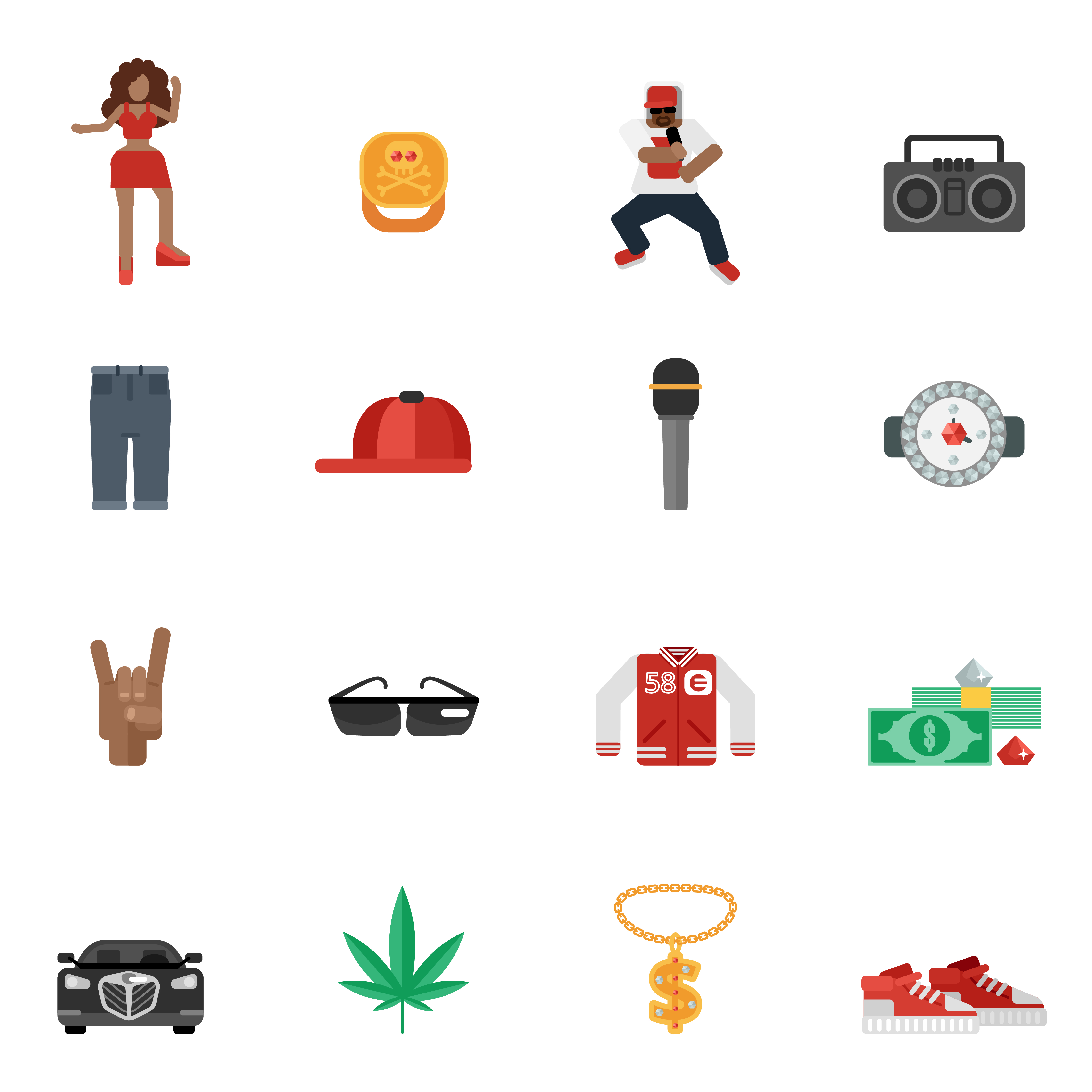 Rap Music Flat Icons 434871 Vector Art at Vecteezy