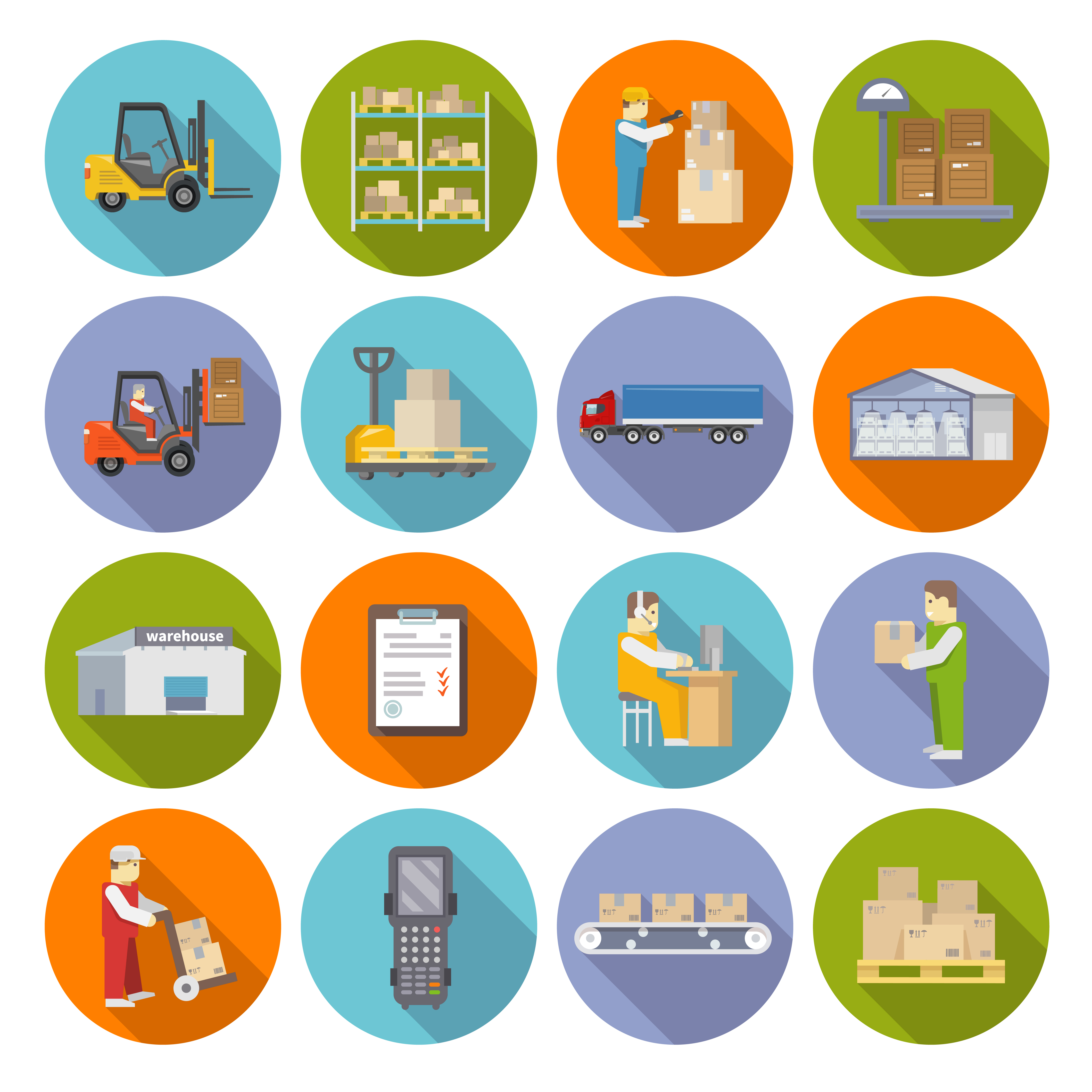 Warehouse Icons Flat Set 434877 Vector Art at Vecteezy