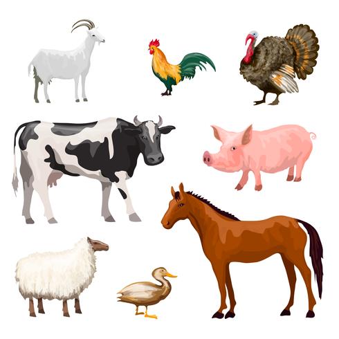 Conjunto de animales de granja Vector Pr