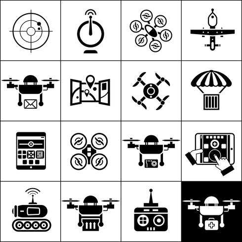 Drone Icons Black vector