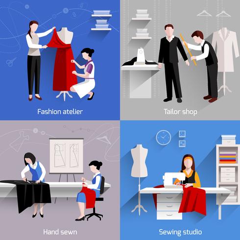 Sewing Flat Set vector