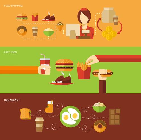 Conjunto de banners de comida rápida vector