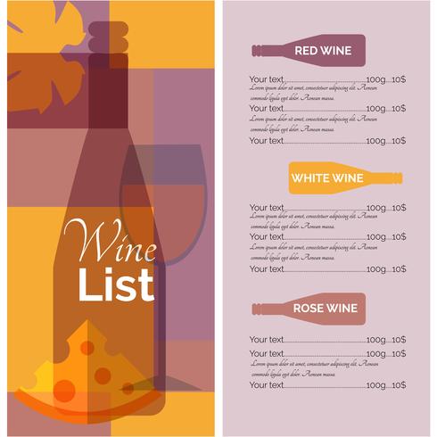 Menú de vinos lista stencil print vector