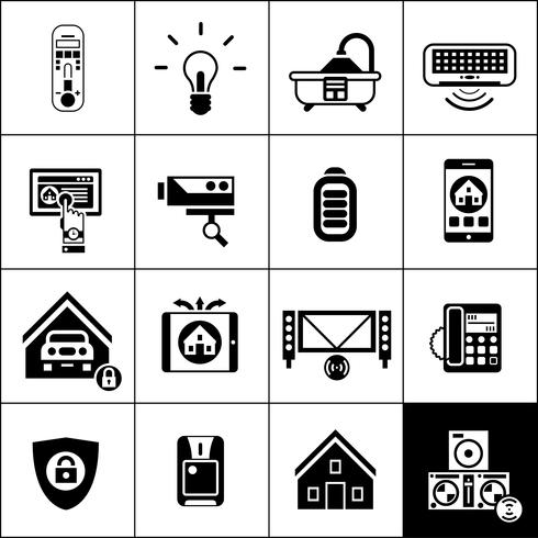 iconos de casa inteligente negro vector