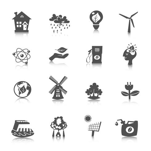 Conjunto de iconos de energía ecológica vector