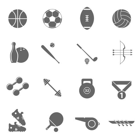 Sport icons set black vector