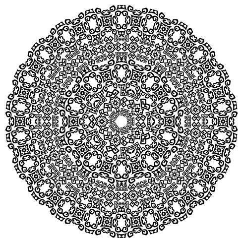 Monochromatic ethnic seamless textures. Round ornamental vector shape isolated on white. Oriental arabesque pattern background. Vector illustration