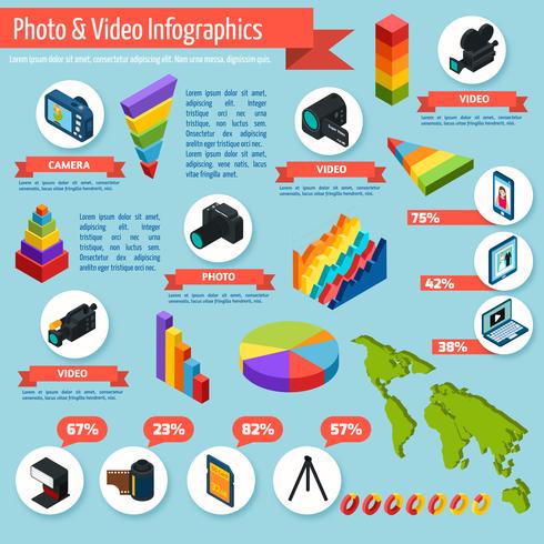 Foto y video infografia vector