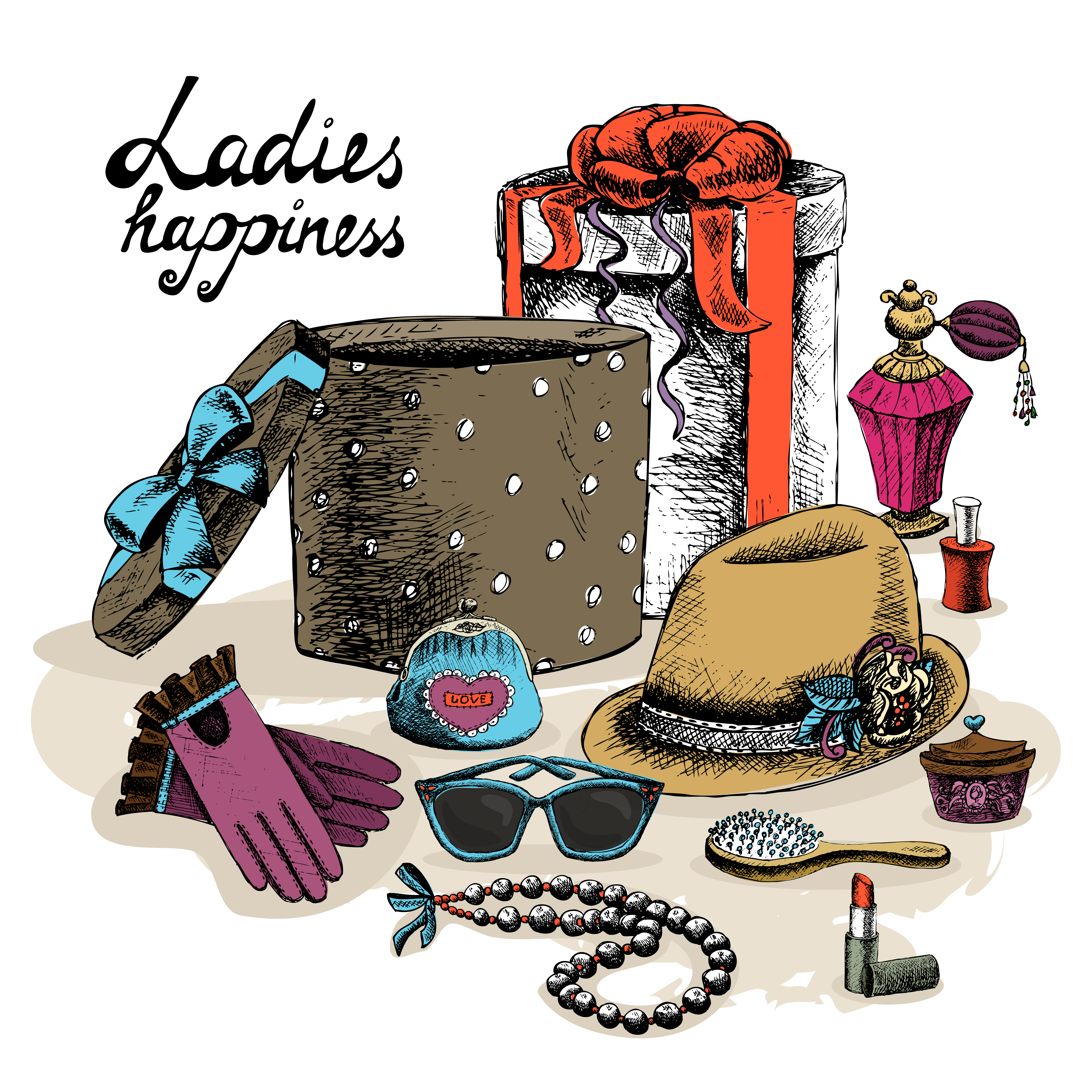 Women's accessories from open gift box 435064 Vector Art at Vecteezy