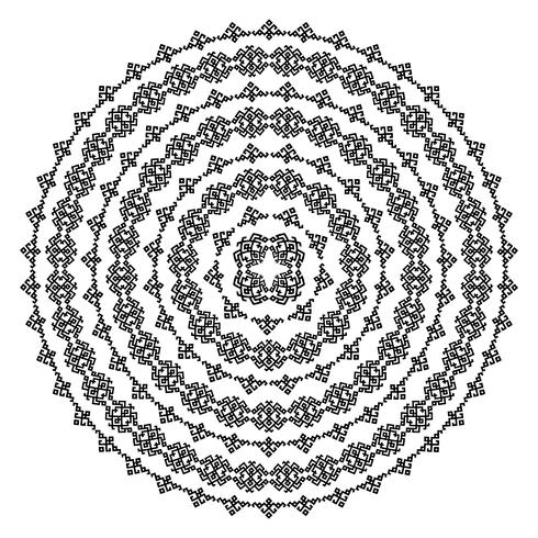 Monochromatic ethnic seamless textures. Round ornamental vector shape isolated on white. Oriental arabesque pattern background. Vector illustration