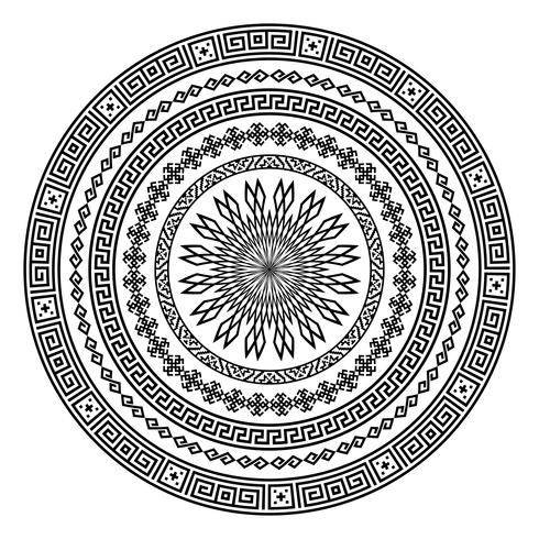 Round ornamental vector shape isolated on white.