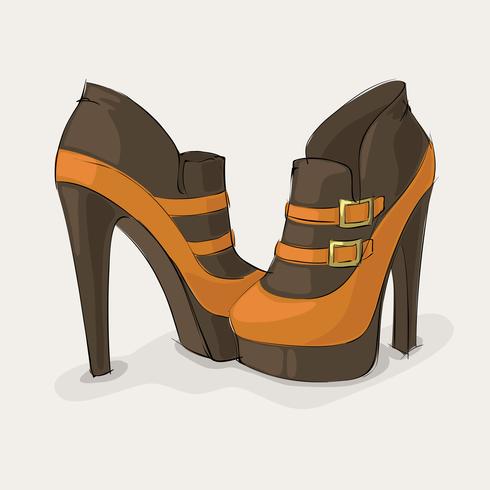 Brown and yellow ankle boots vector