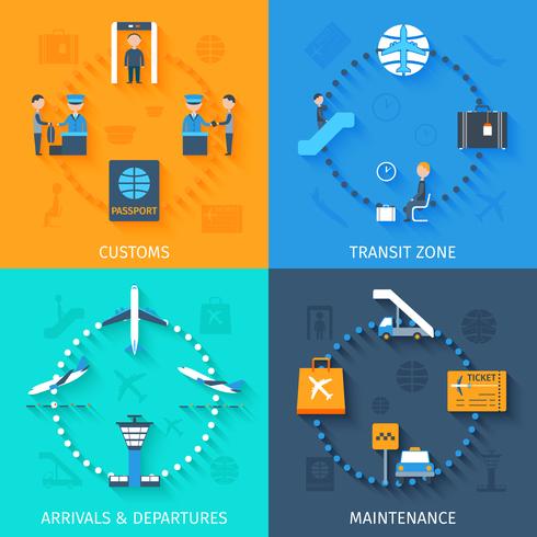 Airport Flat Set vector