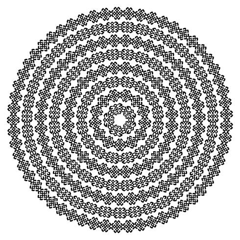 Monochromatic ethnic seamless textures. Round ornamental vector shape isolated on white. Oriental arabesque pattern background. Vector illustration