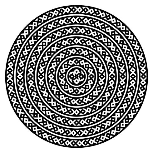 Monochromatic ethnic seamless textures. Round ornamental vector shape isolated on white. Oriental arabesque pattern background. Vector illustration