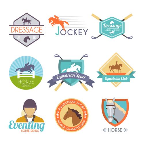 conjunto de etiqueta jockey vector