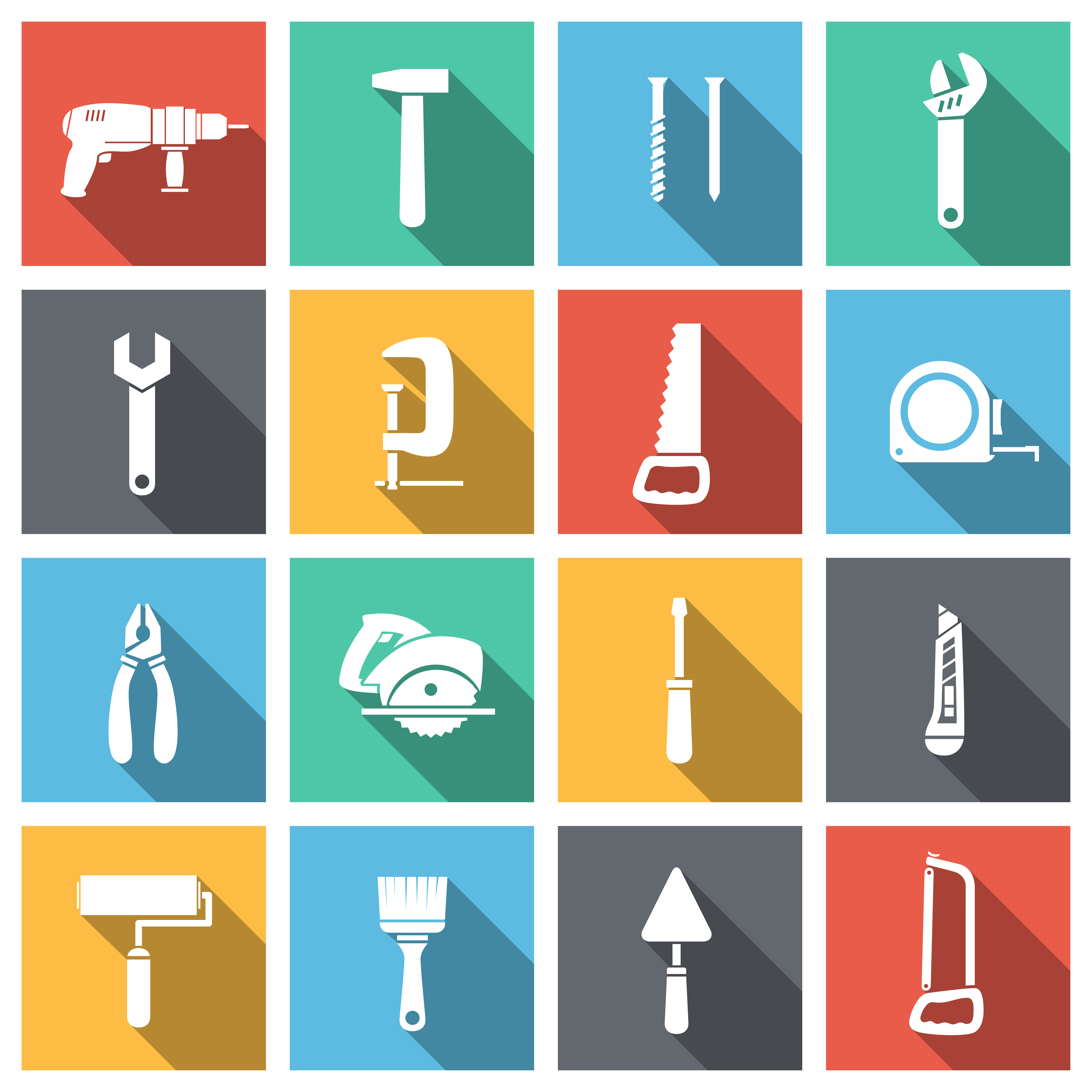 Tools Flat Icons Set 435157 Vector Art at Vecteezy
