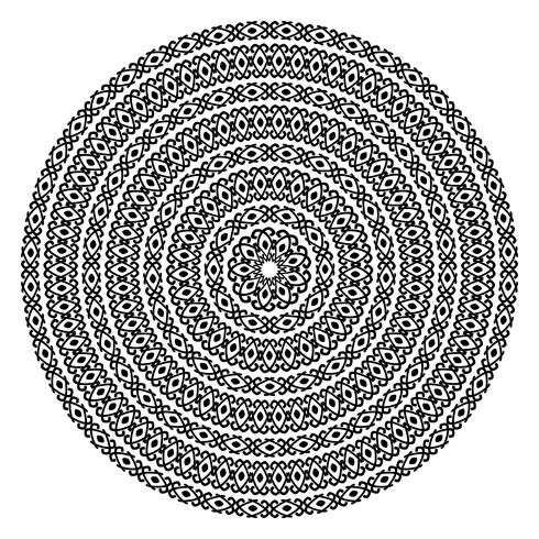Monochromatic ethnic seamless textures. Round ornamental vector shape isolated on white. Oriental arabesque pattern background. Vector illustration