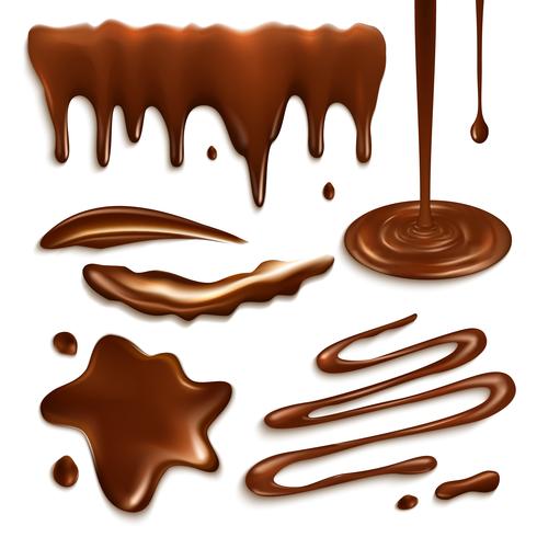 Set de gotas de chocolate vector