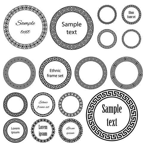 Ethnic round frames in mega pack. vector