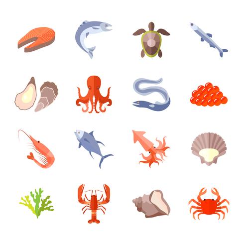 Icono de comida de mar plana vector