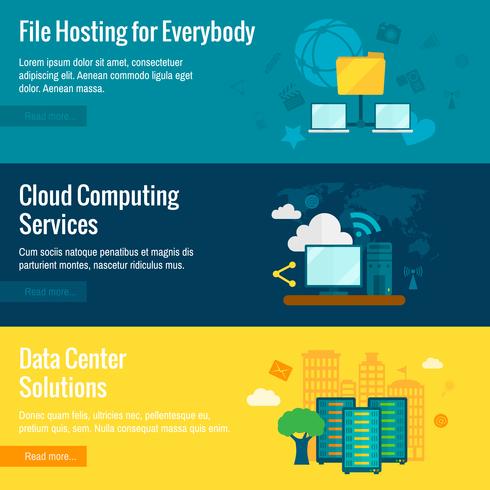 File hosting flat banners set  vector