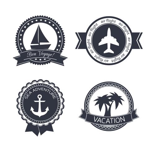 Vacations travel stickers set vector