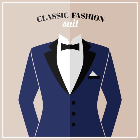 Classic tuxedo suit with bow vector