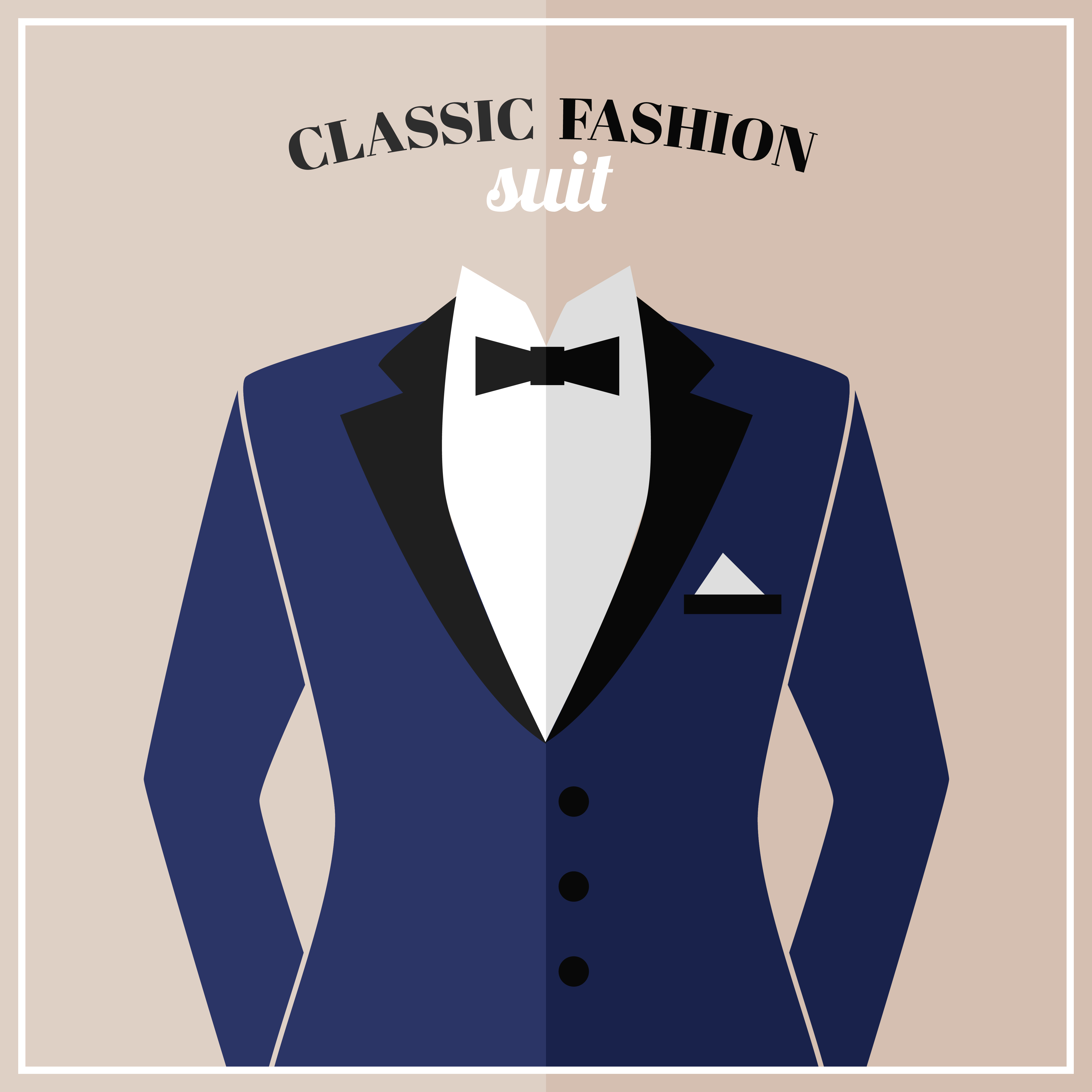 Classic tuxedo suit  with bow Download Free Vectors  