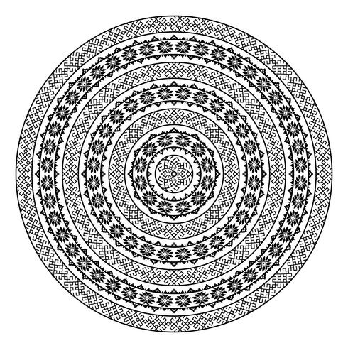 Round ornamental vector shape isolated on white.