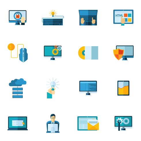 Program Development Icons Set vector