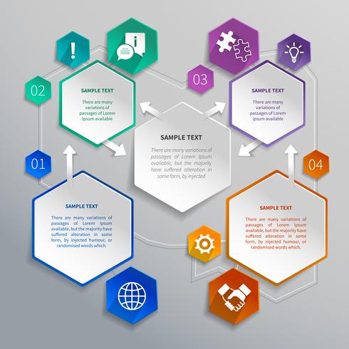 Paper hexagons template vector