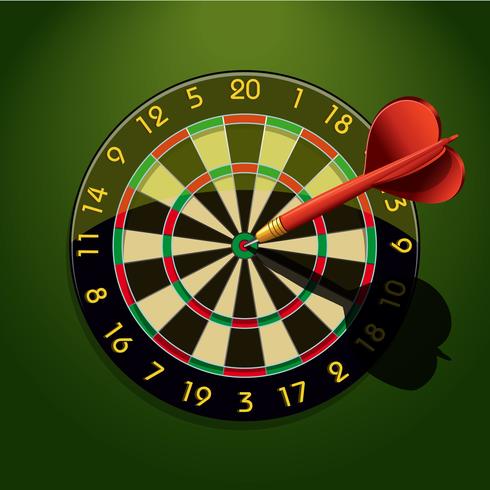 Dartboard with dart in the center vector