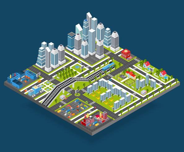 Ilustración isométrica de la ciudad vector