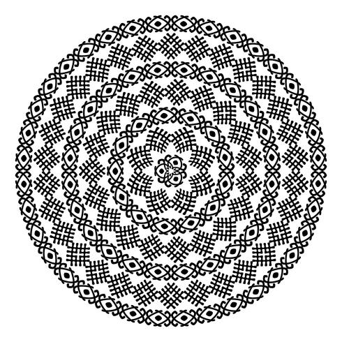 Round ornamental vector shape isolated on white.