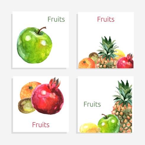 Set de tarjetas de frutas vector