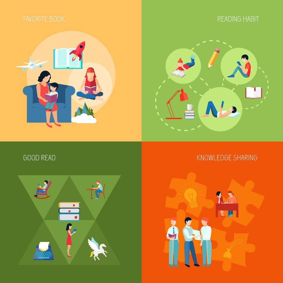Reading People Set - Download Free Vectors, Clipart Graphics & Vector Art