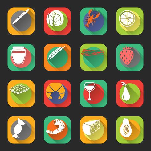 Iconos planos de comida vector