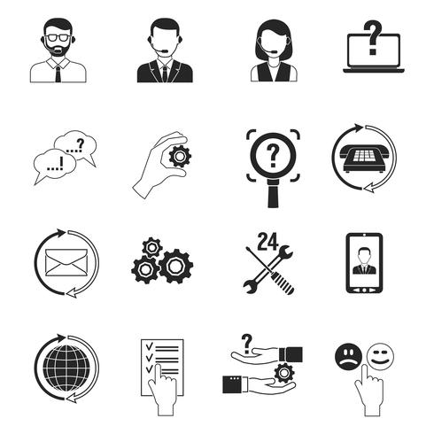 Support Icons Black Set vector
