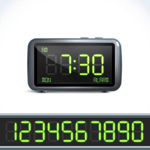 Digital alarm clock numbers vector