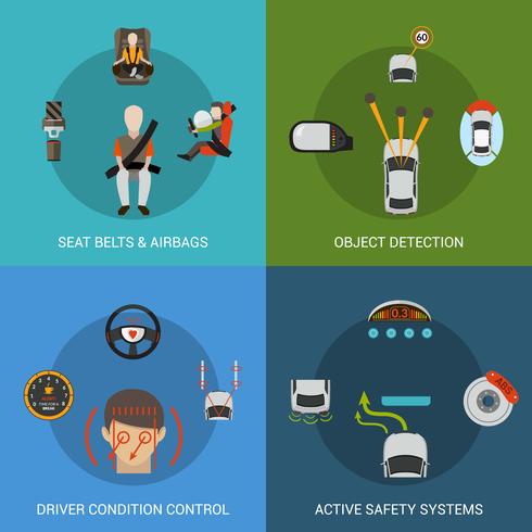 Car Safety System Set vector