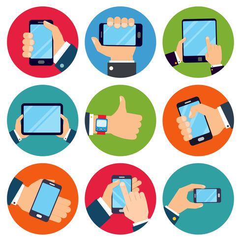 Hands holding devices vector