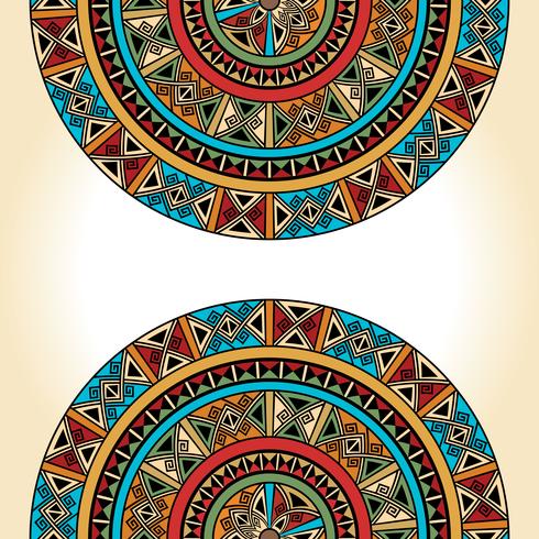 Ethnic traditional colorful bright half round pattern on beige background vector