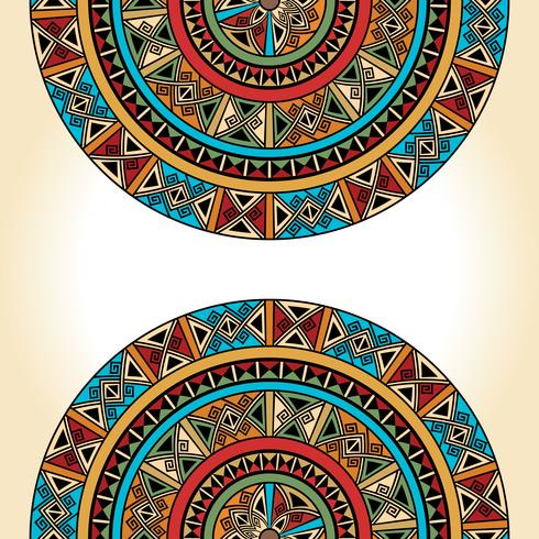 Ethnic traditional colorful bright half round pattern on beige background vector