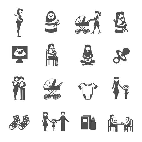 Motherhood Icons Set vector
